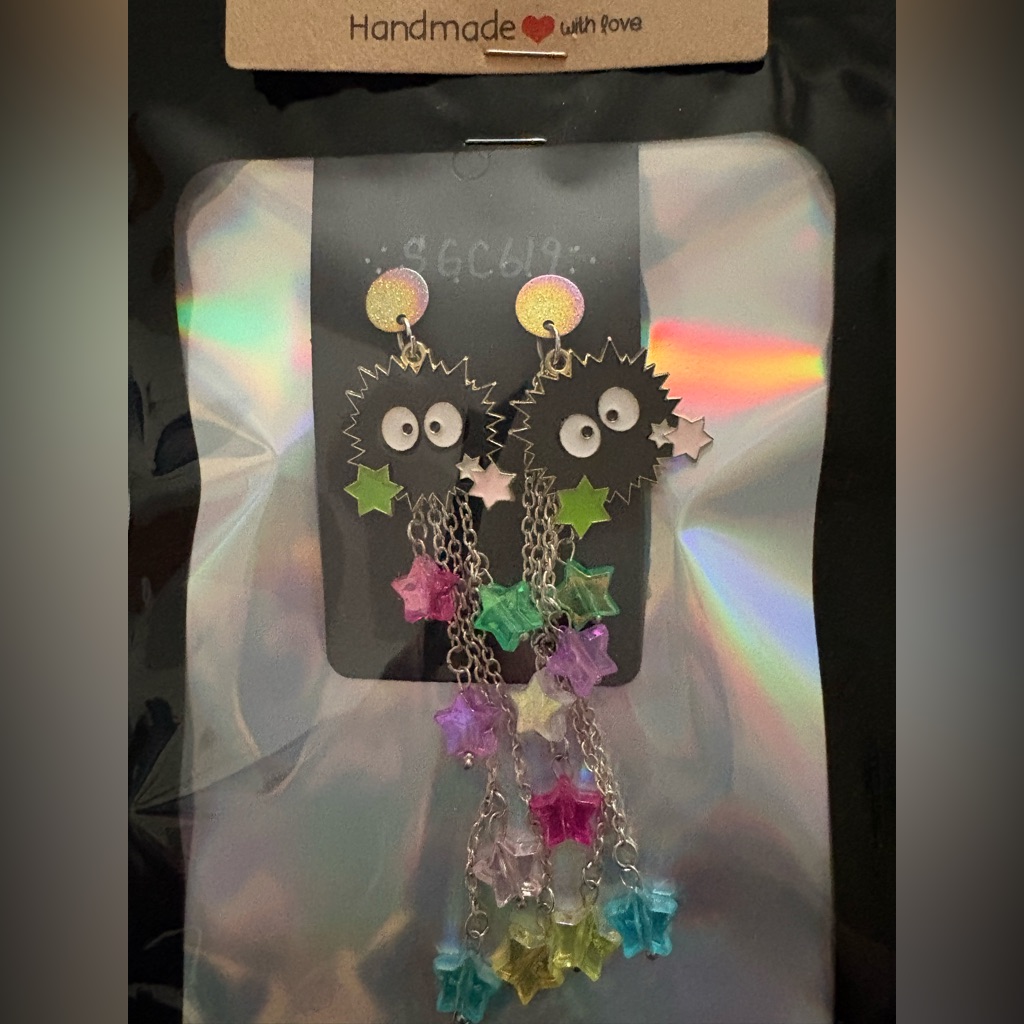 Totoro Spirited Away Ghibli Soot Sprite Dangle Earrings Statement Handmade